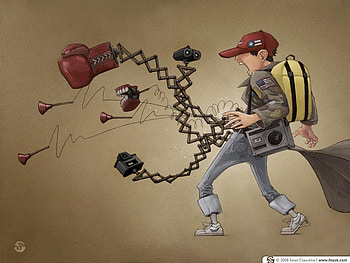 Watch out!, teeths, brown, red, yellow HD wallpaper