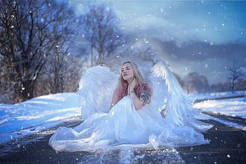 Winter Angel , angel, wings, graphy HD wallpaper