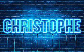 Happy Birtay Christophe, , blue neon lights, Christophe name, creative, Christophe Happy Birtay, Christophe Birtay, popular french male names, with Christophe name, Christophe HD wallpaper