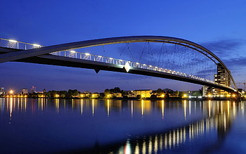 Nature, City, Lights, Reflection, Shine, Light, Bridge, Design, Construction, Evening, Arch HD wallpaper