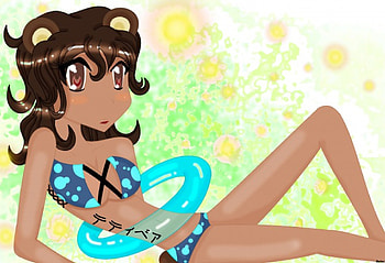 Teddy-Chan, blue, teddy-bear, bathing suit, girl HD wallpaper
