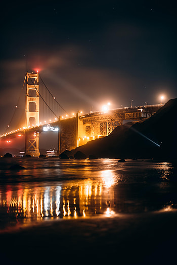 Cities, Water, Lights, Night City, Bridge, Glow HD phone wallpaper