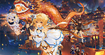 Genshin Impact Legends: Keqing, Ganyu, Zhongli & Paimon in, Keqing (Genshin Impact), Ganyu (Genshin Impact), Zhongli (Genshin Impact), Paimon (Genshin Impact), Lumine (Genshin Impact), video game, Genshin Impact HD wallpaper