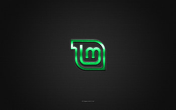 Linux Mint logo, green shiny logo, Linux Mint metal emblem, gray carbon fiber texture, Linux Mint, brands, creative art, Linux Mint emblem HD wallpaper