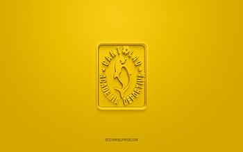 Academia Deportiva Cantolao, creative 3D logo, yellow background, Peruvian Primera Division, 3d emblem, Peruvian football club, Callao, Peru, 3d art, Liga 1, football, Academia Deportiva Cantolao 3d logo HD wallpaper