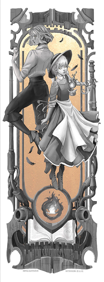 Howl's Moving Castle, art, white, ghibli HD phone wallpaper