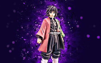 Giyu Tomioka, , violet neon lights, Demon Slayer, protagonist, Kimetsu No Yaiba, Agatsuma Zenitsu, Tomioka Giyu, manga, Giyu Tomioka , Giyu Tomioka Demon Slayer HD wallpaper