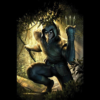 Green Arrow no. 6, hunter, archer, dark, adventure, action, fantasy, green, arrow, eye, forest HD wallpaper