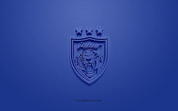 Johor Darul Tazim FC, creative 3D logo, blue background, 3d emblem, Malaysian Football Club, Malaysia Super League, Johor, Malaysia, 3d art, football, Johor Darul Tazim FC 3d logo HD wallpaper