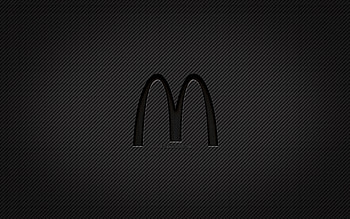 McDonalds carbon logo, , grunge art, carbon background, creative, McDonalds black logo, brands, McDonalds logo, McDonalds HD wallpaper