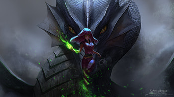 Dragon Queen , fantasy-girls, dragon, creature, artist, artwork, digital-art, deviantart HD wallpaper