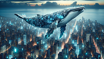 Cyber Whalescape: A Stunning Ultra, whale, cyberpunk, technology, futuristic, Digital Art HD wallpaper