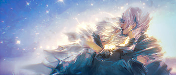 Reunion, fantasy, art, man, couple, norino shi, hugs, blue, girl, wind HD wallpaper