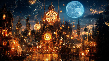 New Year Countdown: Stunning Ultra, fantasy, Clock Tower, Night Sky, cityscape HD wallpaper