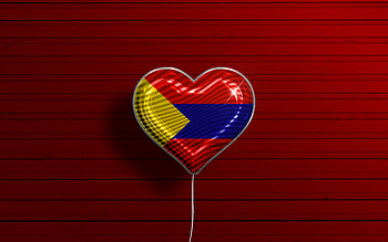 I Love Pasto, , realistic balloons, red wooden background, Day of Pasto, Colombian cities, flag of Pasto, Colombia, balloon with flag, cities of Colombia, Pasto flag, Pasto HD wallpaper