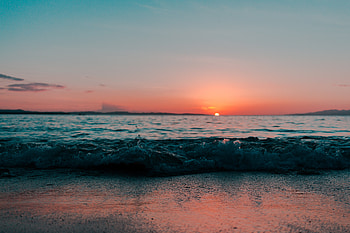 Waves Sunset , waves, sunset, nature HD wallpaper
