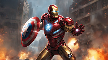 Iron Man With Captain America Shield, iron-man, superheroes, artwork, digital-art, ai, deviantart HD wallpaper