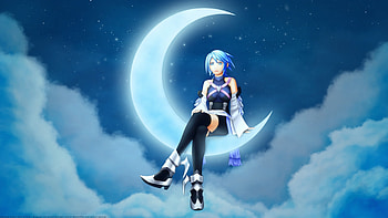 anime, girl, moon, stars, night HD wallpaper