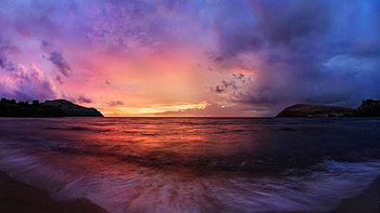 gorgeous beach sunset r, sea, shore, r, sunset, surf, beach HD wallpaper