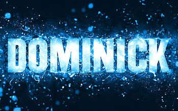 Happy Birtay Dominick, , blue neon lights, Dominick name, creative, Dominick Happy Birtay, Dominick Birtay, popular american male names, with Dominick name, Dominick HD wallpaper