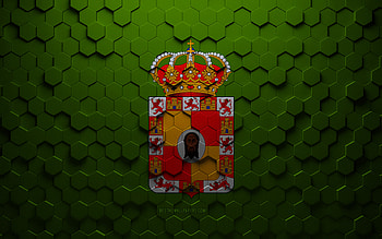 Flag of Jaen, honeycomb art, Jaen hexagons flag, Jaen 3d hexagons art, Jaen flag HD wallpaper