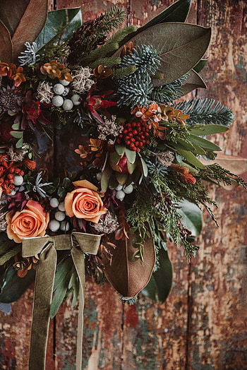 Flowers, Berries, Branches, Decoration, Wreath HD phone wallpaper