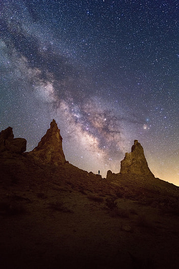 Nature, Mountains, Silhouette, Starry Sky, Loneliness, Lonely, Alone HD phone wallpaper