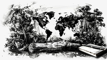 Artistic World Map in Black & White, Black & White, world map, map, artistic HD wallpaper