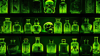 Toxic Skull and Potion Bottles, potion, toxic, dark, skull HD wallpaper