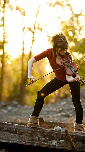 Lindsey Stirling, Forest bokeh , 8 and more, Instrumental vibe HD phone wallpaper