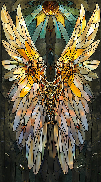 Luminous Wings Stained Glass , stained glass, wings HD phone wallpaper
