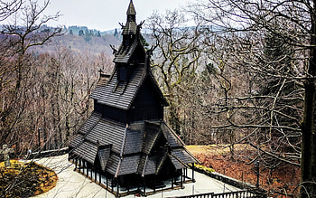 Fantoft Stave Church, Fantoft stavkirke, Bergen, stave church, Bergen Landmark, Norway HD wallpaper