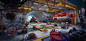 Quad Digital Art — Orbital Maintenance Workshop, Sci Fi HD wallpaper