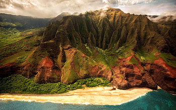 The Cathedral - Napali Coast of Kauai, island, slouds, rocks, usa, sky HD wallpaper
