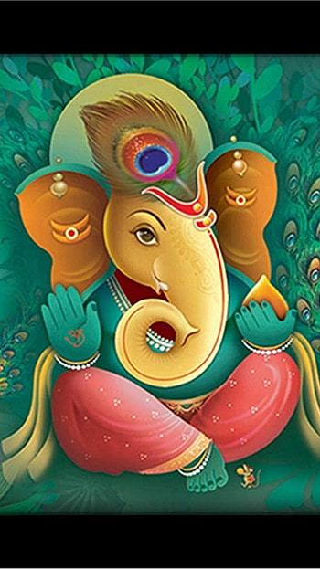 Best Ganesh, Peacock Background, painting HD phone wallpaper
