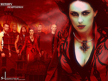 collage, gothic, music, within temptation, red HD wallpaper