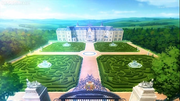 Saotome Academy, maze, uta no prince sama, beauty, nice, scenery, scenic, sweet, scene, house, beautiful, anime, pretty, field, green, building, sky, lovely, home HD wallpaper