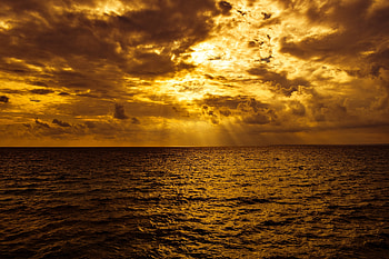 Calm, sea, sky, sunset, clouds HD wallpaper
