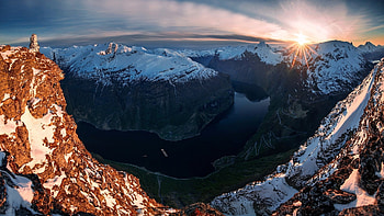 Winter wonders, Snow-capped peaks, Tranquil fjord reflections, Enchanting fjord landscapes HD wallpaper