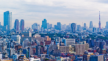 Tokyo Skyline, Skyscrapers at dusk, Asian architecture, City skyline HD wallpaper