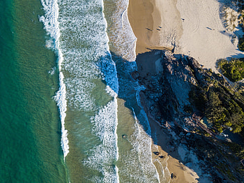 Coast, aerial view, sea waves, seashore HD wallpaper