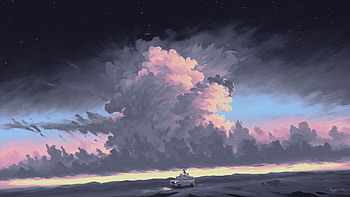 clouds-2, Digital Art, Digital Painting, Illustration, Artwork, Landscape HD wallpaper