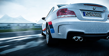 Bmw, Cars, Wet, Car, Machine, Back View, Rear View, Speed, Bmw 1-Series M Coupe HD wallpaper