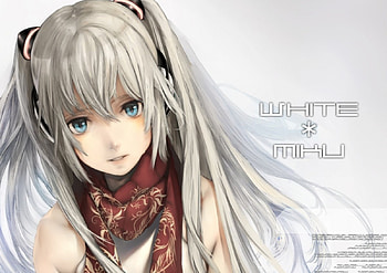 White * Miku, cute, vocaloid, long hair, miku, vocaloids, hatsune, twintails, , female, plain, sexy, hatsune miku, hot, girl, anime girl, simple, anime, white hair HD wallpaper