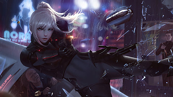 Cyber Cop Girl , artist, artwork HD wallpaper
