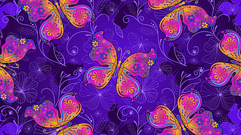Butterflies, papillon, fluture, paper, orange, purple, pink, butterfly, texture, pattern HD wallpaper
