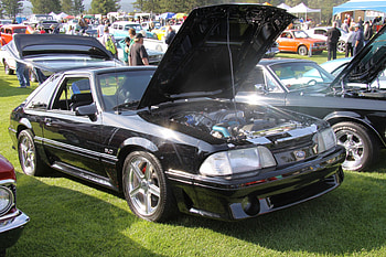 1979 Ford Mustang 5.0, headlights, black, graphy, engine, tires, Ford HD wallpaper