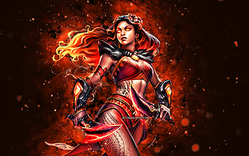 Pele, , orange neon lights, Smite, creative, Smite characters, Pele Skin, Pele Smite HD wallpaper