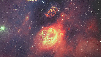 Nebula, stars, galaxy, moon HD wallpaper
