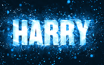 Happy Birtay Harry, , blue neon lights, Harry name, creative, Harry Happy Birtay, Harry Birtay, popular american male names, with Harry name, Harry HD wallpaper